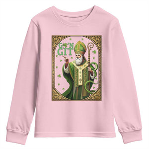 Saint Patrick Go'n Git Youth Sweatshirt Funny St Patricks Day Snake Legend TS12 Light Pink Print Your Wear