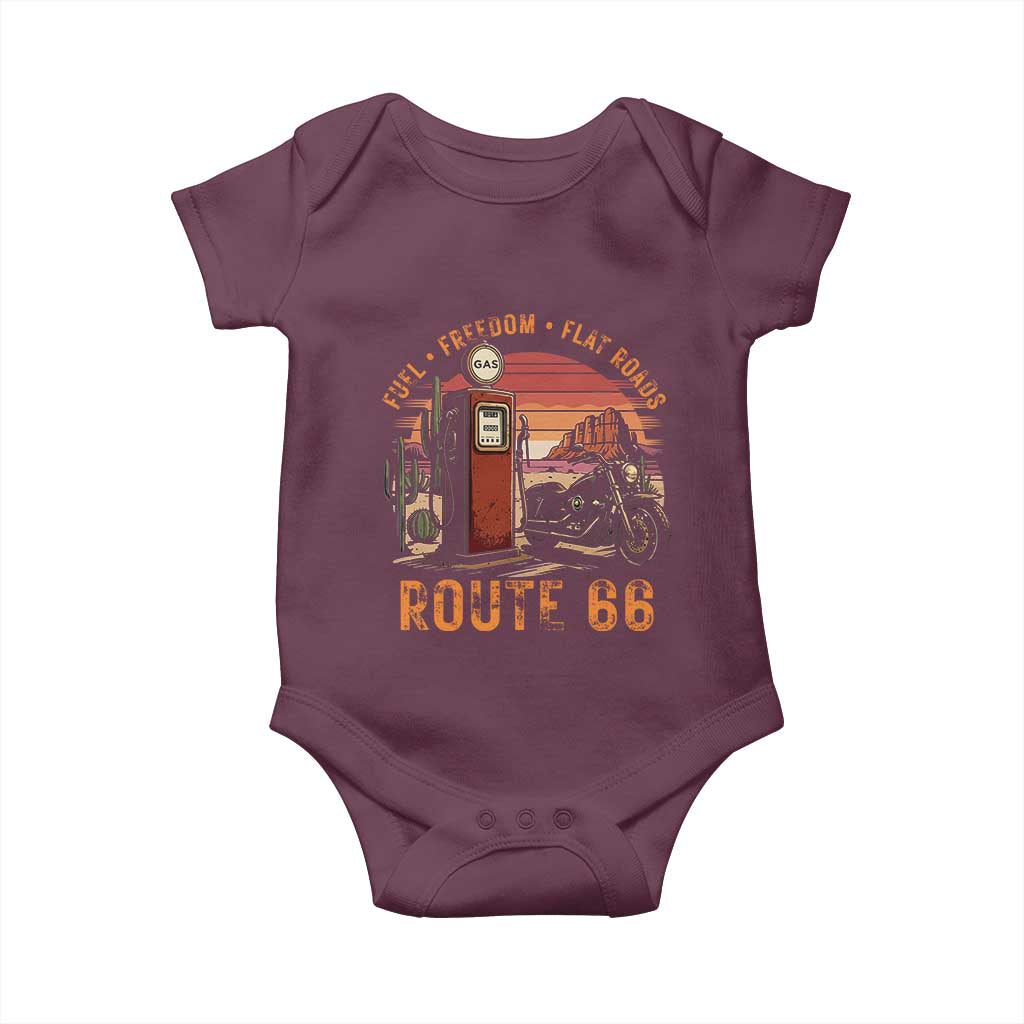 Vintage Route Highway 66 Gas Pump Baby Onesie Fuel Freedom Flat Roads TS12 Maroon Print Your Wear