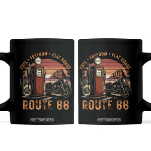 Vintage Route Highway 66 Gas Pump Coffee Mug Fuel Freedom Flat Roads TS12 Black Print Your Wear