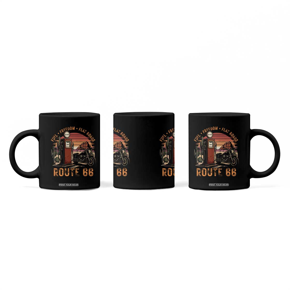 Vintage Route Highway 66 Gas Pump Coffee Mug Fuel Freedom Flat Roads TS12 Print Your Wear