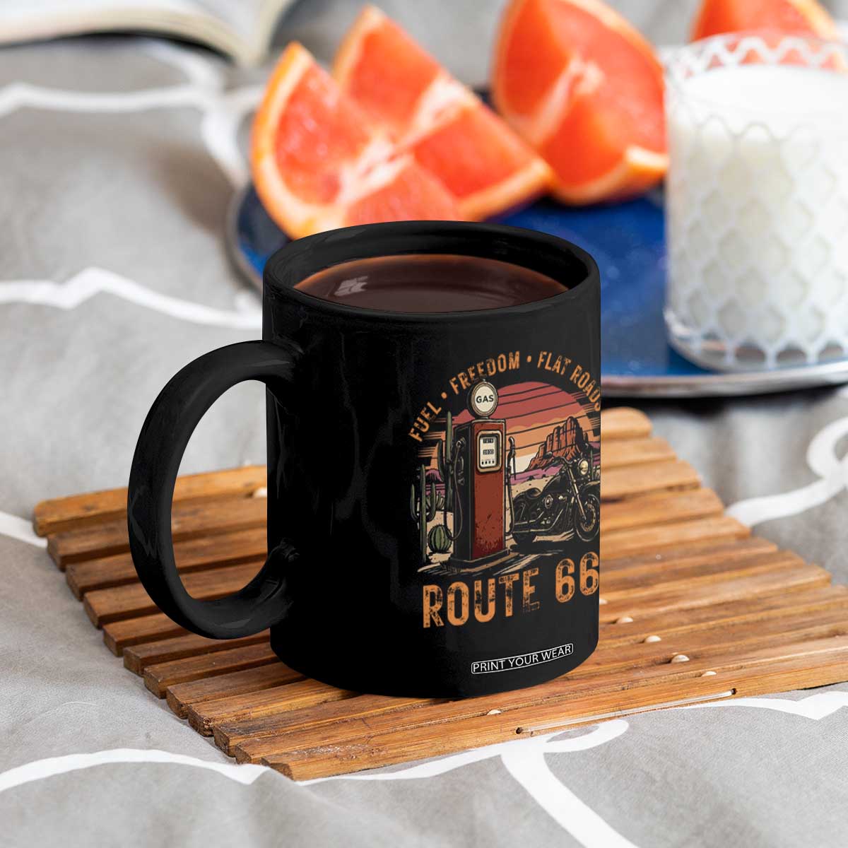 Vintage Route Highway 66 Gas Pump Coffee Mug Fuel Freedom Flat Roads TS12 Print Your Wear
