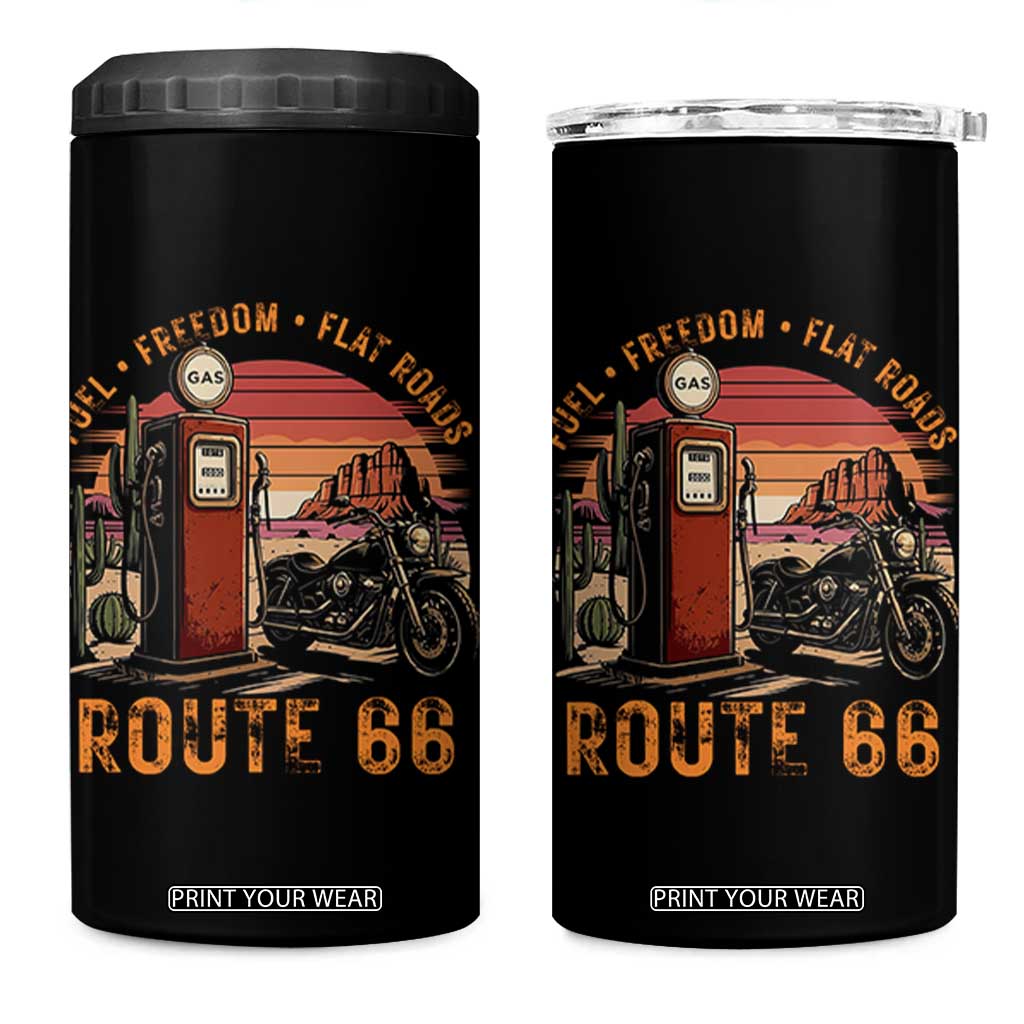 Vintage Route Highway 66 Gas Pump 4 in 1 Can Cooler Tumbler Fuel Freedom Flat Roads TS12 One Size: 16 oz Black Print Your Wear