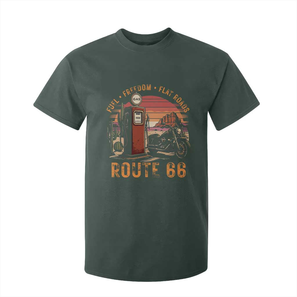 Vintage Route Highway 66 Gas Pump T Shirt For Kid Fuel Freedom Flat Roads TS12 Dark Forest Green Print Your Wear