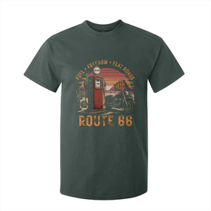 Vintage Route Highway 66 Gas Pump T Shirt For Kid Fuel Freedom Flat Roads TS12 Dark Forest Green Print Your Wear