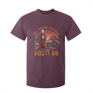 Vintage Route Highway 66 Gas Pump T Shirt For Kid Fuel Freedom Flat Roads TS12 Maroon Print Your Wear