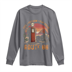 Vintage Route Highway 66 Gas Pump Long Sleeve Shirt Fuel Freedom Flat Roads TS12 Charcoal Print Your Wear