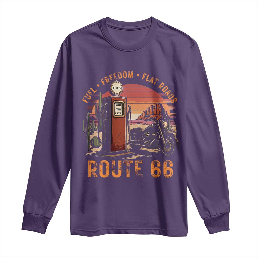 Vintage Route Highway 66 Gas Pump Long Sleeve Shirt Fuel Freedom Flat Roads TS12 Purple Print Your Wear