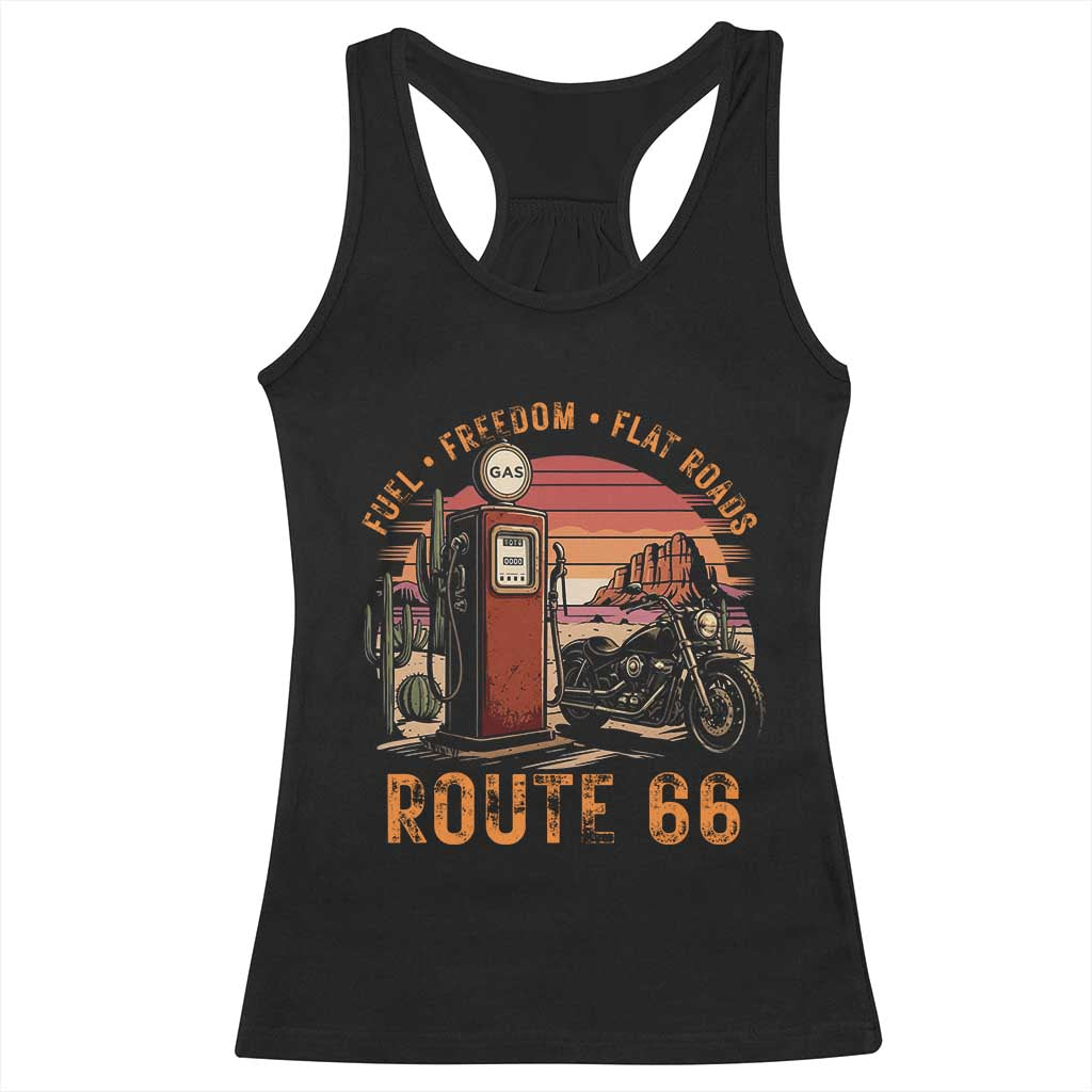 Vintage Route Highway 66 Gas Pump Racerback Tank Top Fuel Freedom Flat Roads TS12 Black Print Your Wear