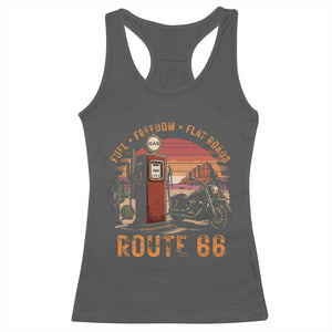 Vintage Route Highway 66 Gas Pump Racerback Tank Top Fuel Freedom Flat Roads TS12 Dark Heather Print Your Wear