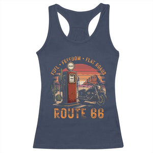 Vintage Route Highway 66 Gas Pump Racerback Tank Top Fuel Freedom Flat Roads TS12 Navy Print Your Wear