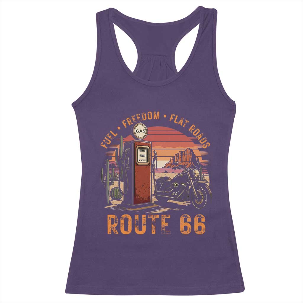 Vintage Route Highway 66 Gas Pump Racerback Tank Top Fuel Freedom Flat Roads TS12 Purple Print Your Wear