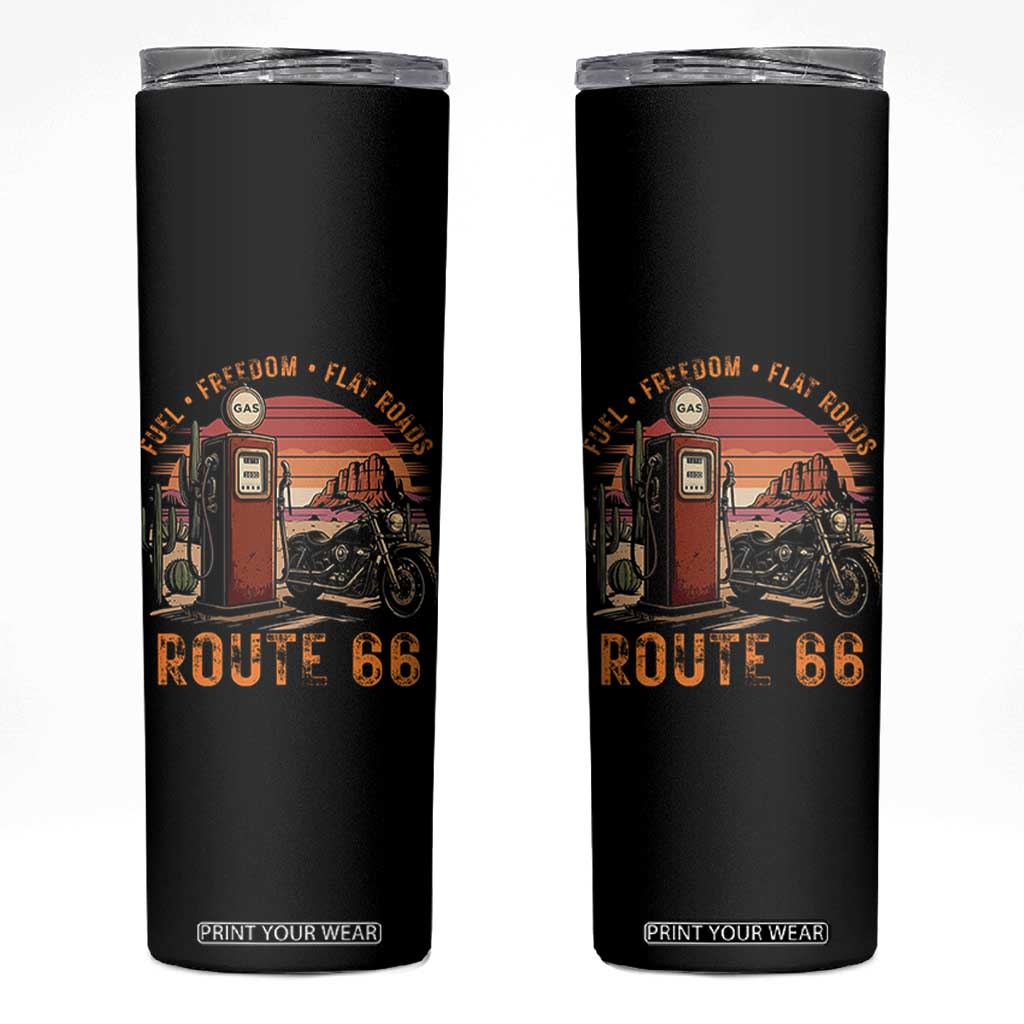 Vintage Route Highway 66 Gas Pump Skinny Tumbler Fuel Freedom Flat Roads TS12 Black Print Your Wear