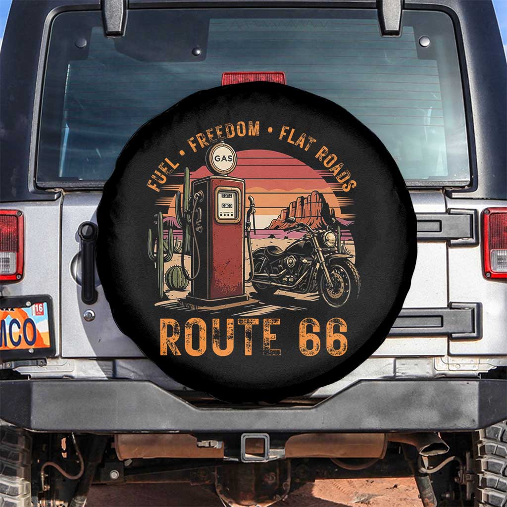 Vintage Route Highway 66 Gas Pump Spare Tire Cover Fuel Freedom Flat Roads TS12 No hole Black Print Your Wear