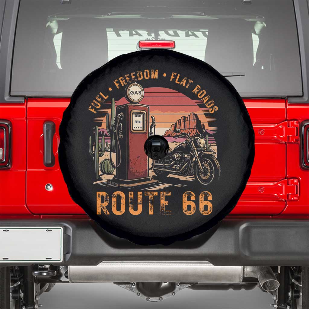 Vintage Route Highway 66 Gas Pump Spare Tire Cover Fuel Freedom Flat Roads TS12 Black Print Your Wear