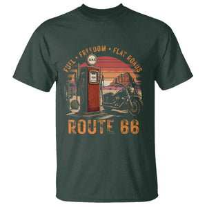 Vintage Route Highway 66 Gas Pump T Shirt Fuel Freedom Flat Roads TS12 Dark Forest Green Print Your Wear