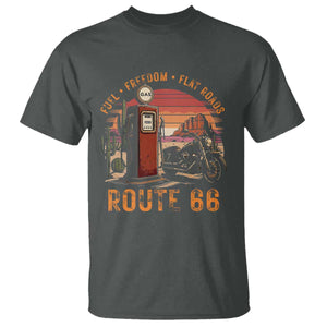 Vintage Route Highway 66 Gas Pump T Shirt Fuel Freedom Flat Roads TS12 Dark Heather Print Your Wear