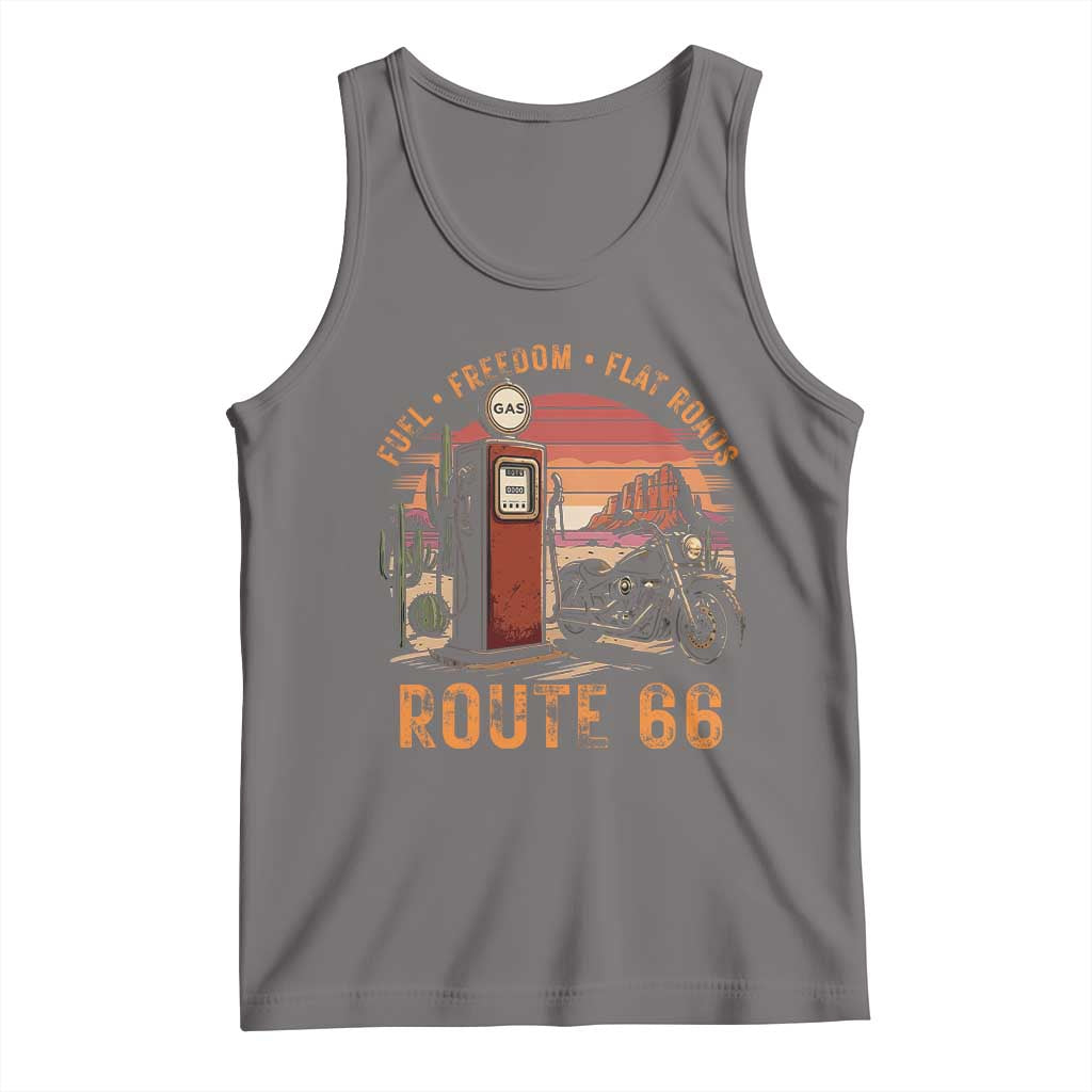 Vintage Route Highway 66 Gas Pump Tank Top Fuel Freedom Flat Roads TS12 Deep Heather Print Your Wear