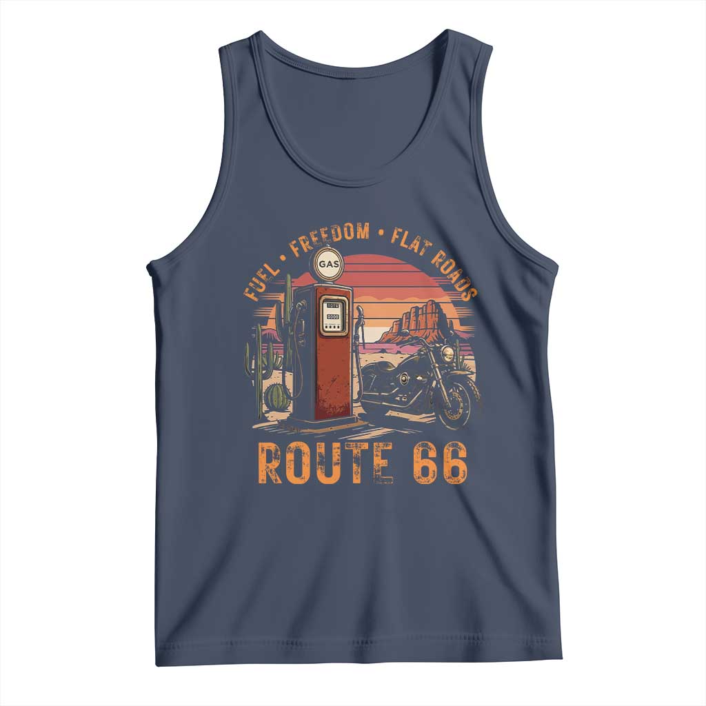 Vintage Route Highway 66 Gas Pump Tank Top Fuel Freedom Flat Roads TS12 Navy Print Your Wear