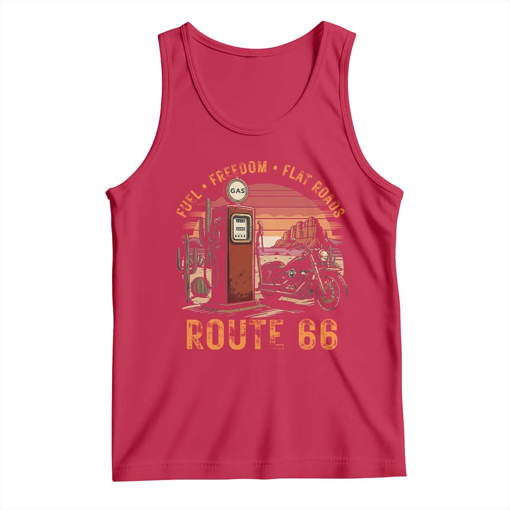 Vintage Route Highway 66 Gas Pump Tank Top Fuel Freedom Flat Roads TS12 Red Print Your Wear