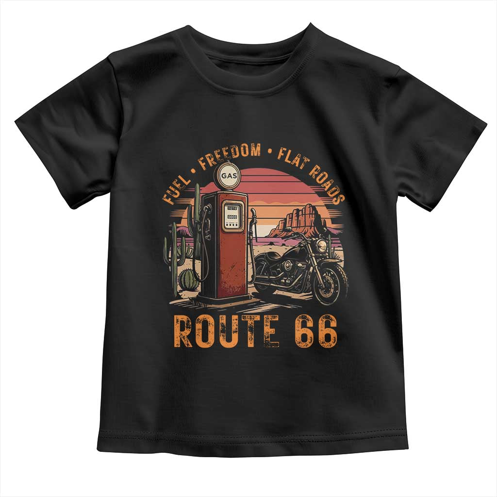 Vintage Route Highway 66 Gas Pump Toddler T Shirt Fuel Freedom Flat Roads TS12 Black Print Your Wear