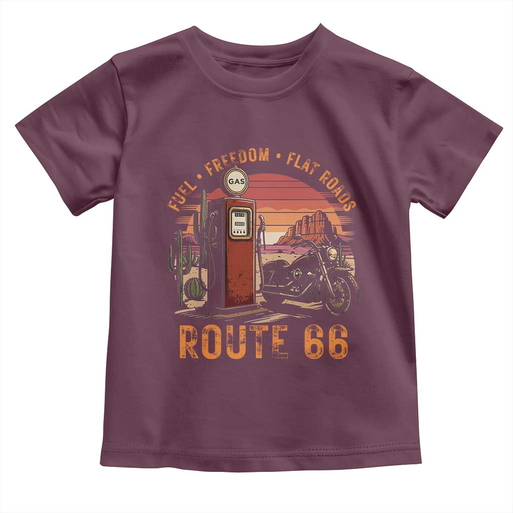 Vintage Route Highway 66 Gas Pump Toddler T Shirt Fuel Freedom Flat Roads TS12 Maroon Print Your Wear