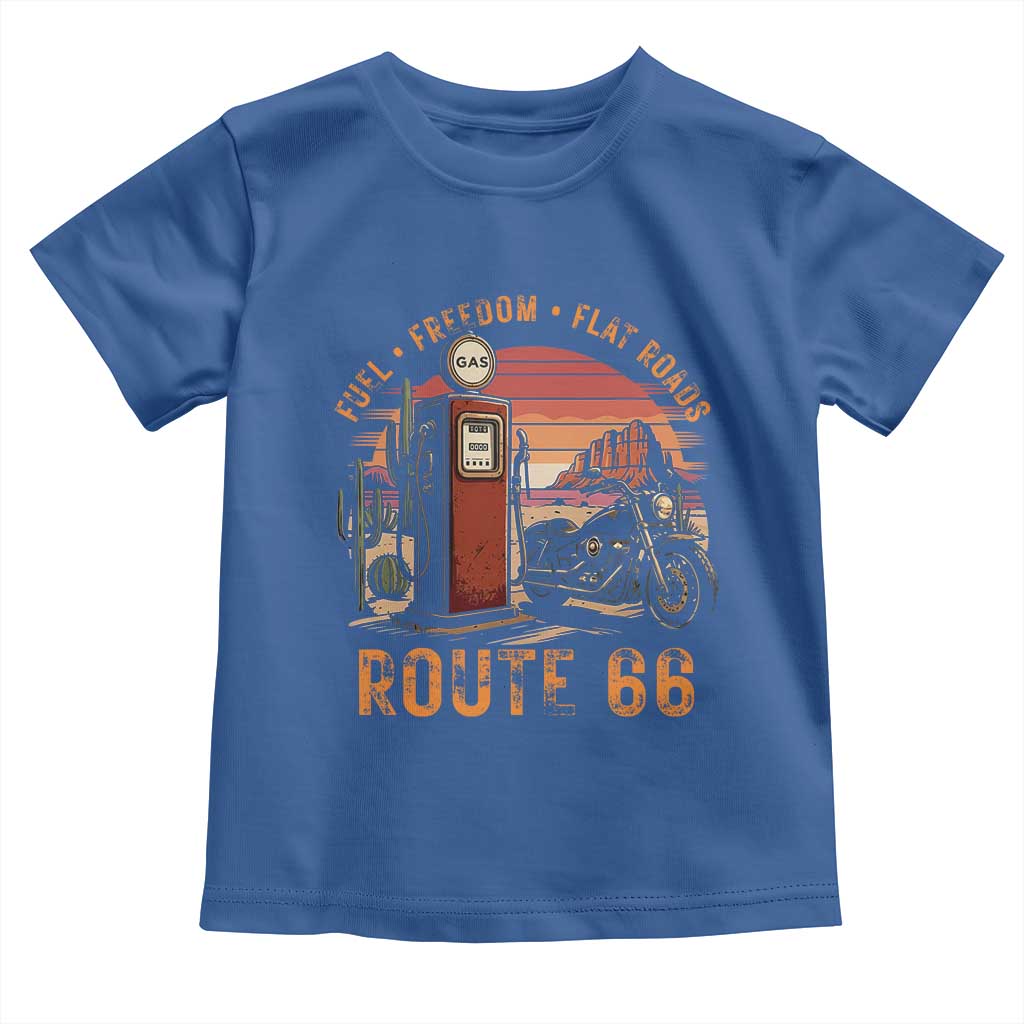 Vintage Route Highway 66 Gas Pump Toddler T Shirt Fuel Freedom Flat Roads TS12 Royal Blue Print Your Wear