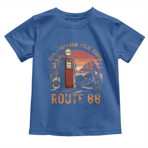 Vintage Route Highway 66 Gas Pump Toddler T Shirt Fuel Freedom Flat Roads TS12 Royal Blue Print Your Wear