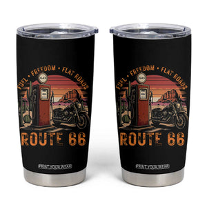 Vintage Route Highway 66 Gas Pump Tumbler Cup Fuel Freedom Flat Roads TS12 Black Print Your Wear