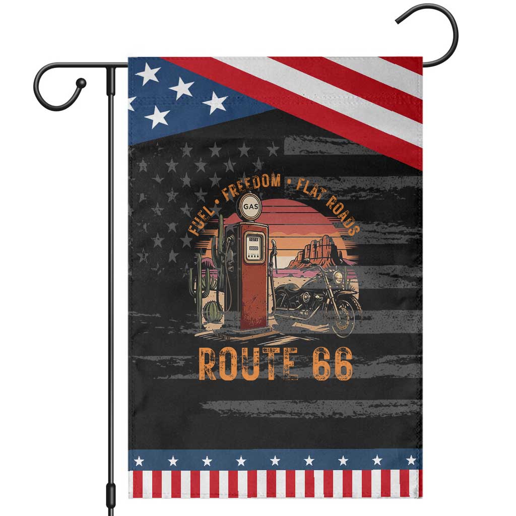 Vintage Route Highway 66 Gas Pump Garden Flag Fuel Freedom Flat Roads TS12 Distressed Black Blue Print Your Wear