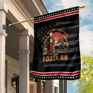 Vintage Route Highway 66 Gas Pump Garden Flag Fuel Freedom Flat Roads TS12 Distressed Black Red Print Your Wear