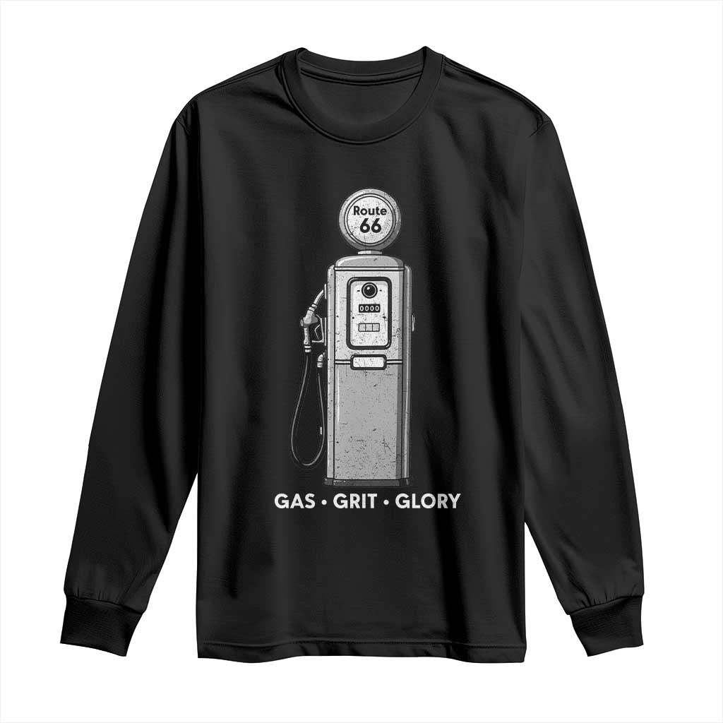 Route Highway 66 Americana Road Trip Long Sleeve Shirt Gas Grill Glory TS12 Black Print Your Wear
