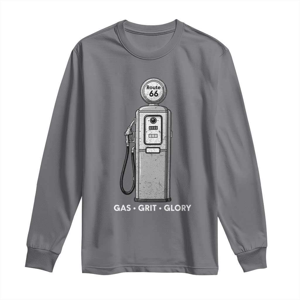 Route Highway 66 Americana Road Trip Long Sleeve Shirt Gas Grill Glory TS12 Charcoal Print Your Wear