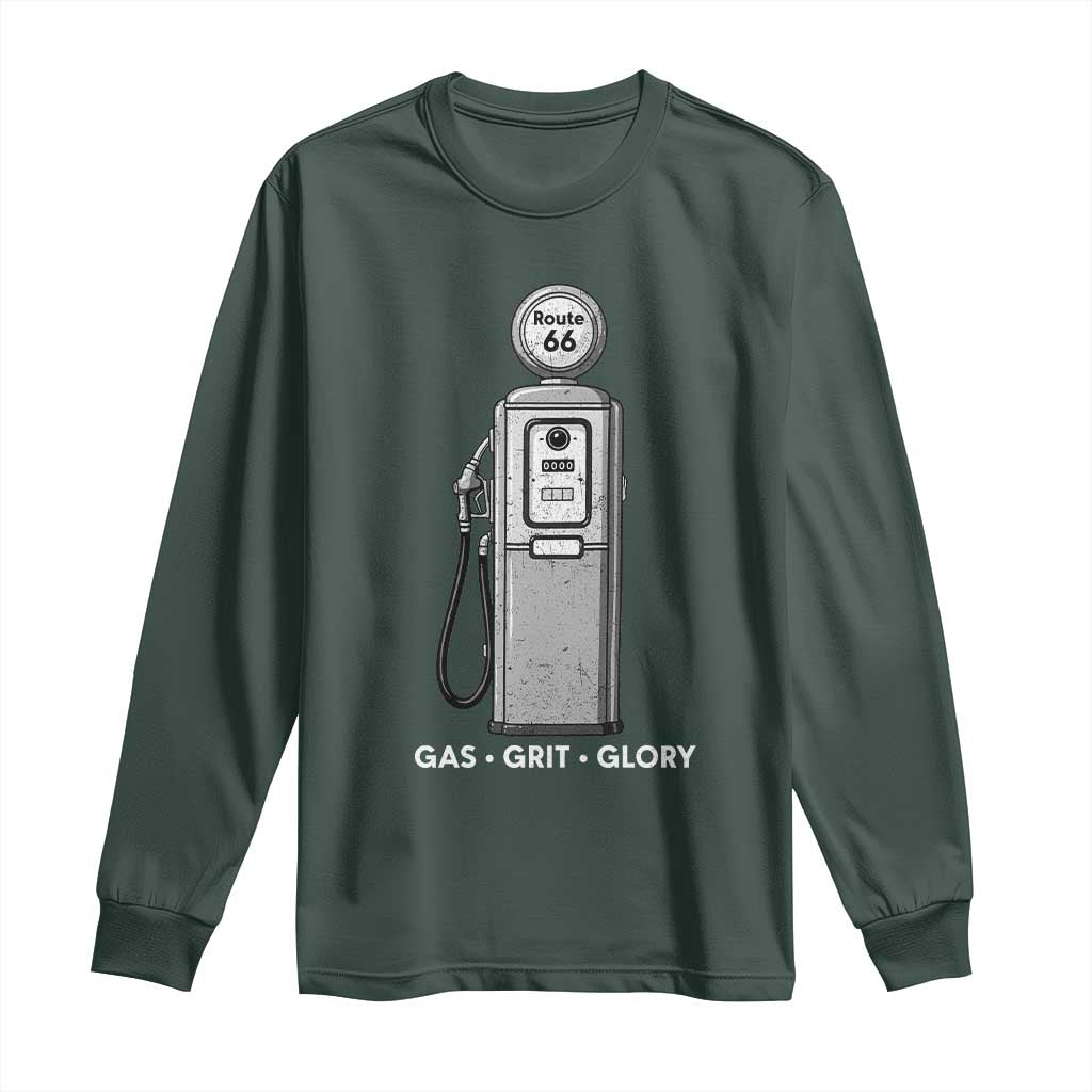 Route Highway 66 Americana Road Trip Long Sleeve Shirt Gas Grill Glory TS12 Dark Forest Green Print Your Wear