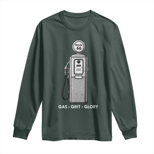 Route Highway 66 Americana Road Trip Long Sleeve Shirt Gas Grill Glory TS12 Dark Forest Green Print Your Wear