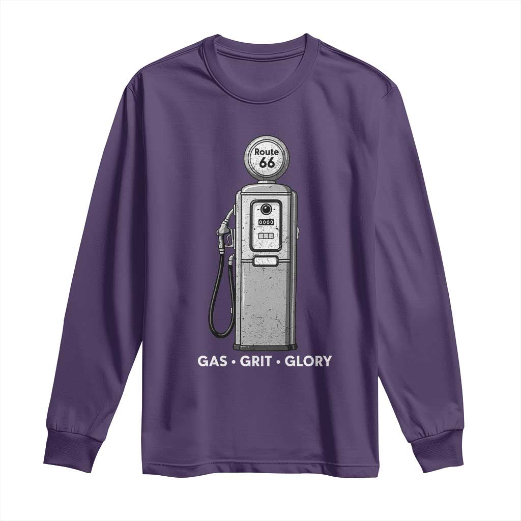 Route Highway 66 Americana Road Trip Long Sleeve Shirt Gas Grill Glory TS12 Purple Print Your Wear