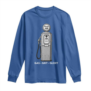 Route Highway 66 Americana Road Trip Long Sleeve Shirt Gas Grill Glory TS12 Royal Blue Print Your Wear
