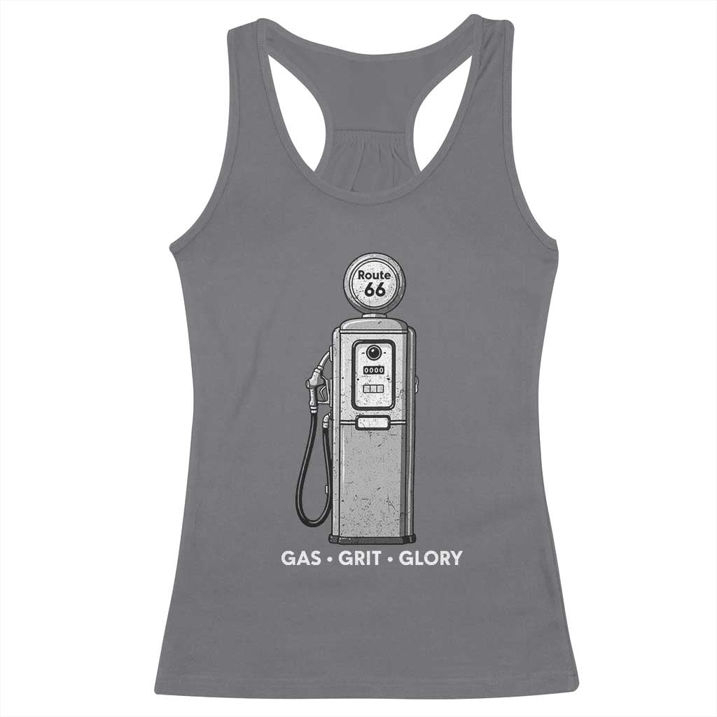 Route Highway 66 Americana Road Trip Racerback Tank Top Gas Grill Glory TS12 Charcoal Print Your Wear