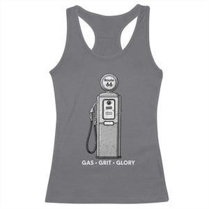 Route Highway 66 Americana Road Trip Racerback Tank Top Gas Grill Glory TS12 Charcoal Print Your Wear