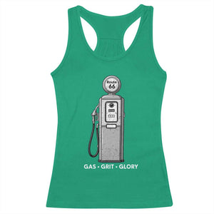 Route Highway 66 Americana Road Trip Racerback Tank Top Gas Grill Glory TS12 Irish Green Print Your Wear