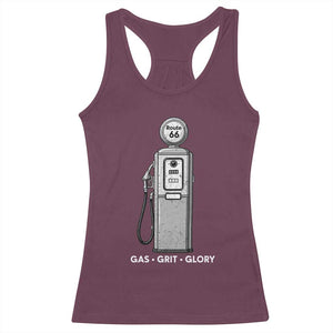 Route Highway 66 Americana Road Trip Racerback Tank Top Gas Grill Glory TS12 Maroon Print Your Wear