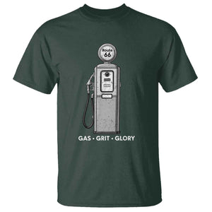 Route Highway 66 Americana Road Trip T Shirt Gas Grill Glory TS12 Dark Forest Green Print Your Wear