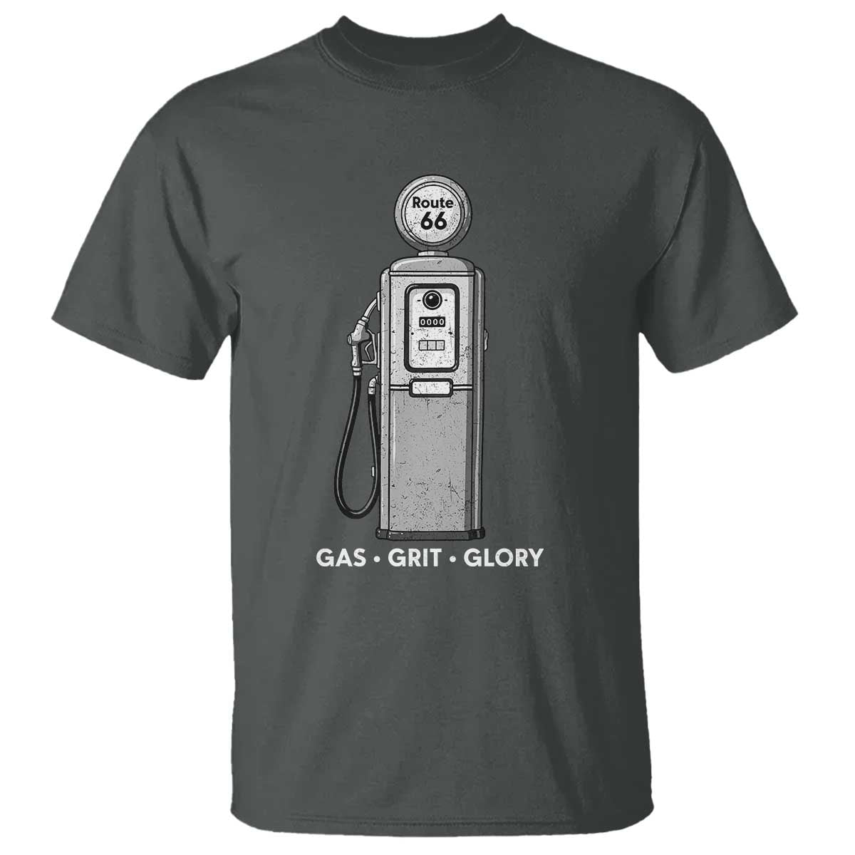 Route Highway 66 Americana Road Trip T Shirt Gas Grill Glory TS12 Dark Heather Print Your Wear