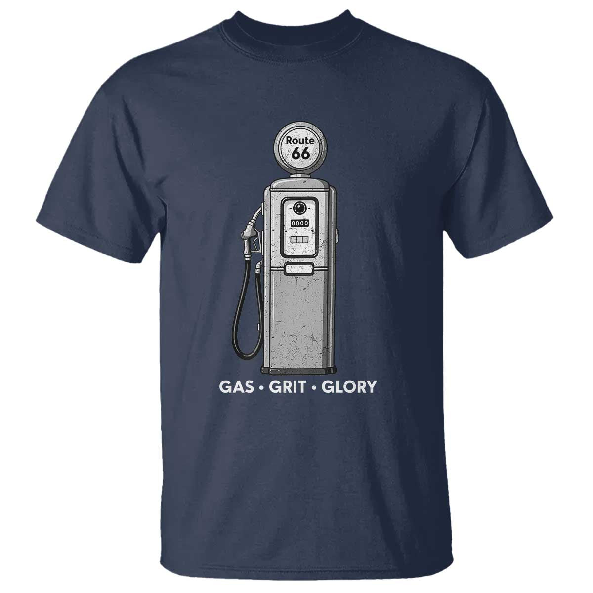 Route Highway 66 Americana Road Trip T Shirt Gas Grill Glory TS12 Navy Print Your Wear