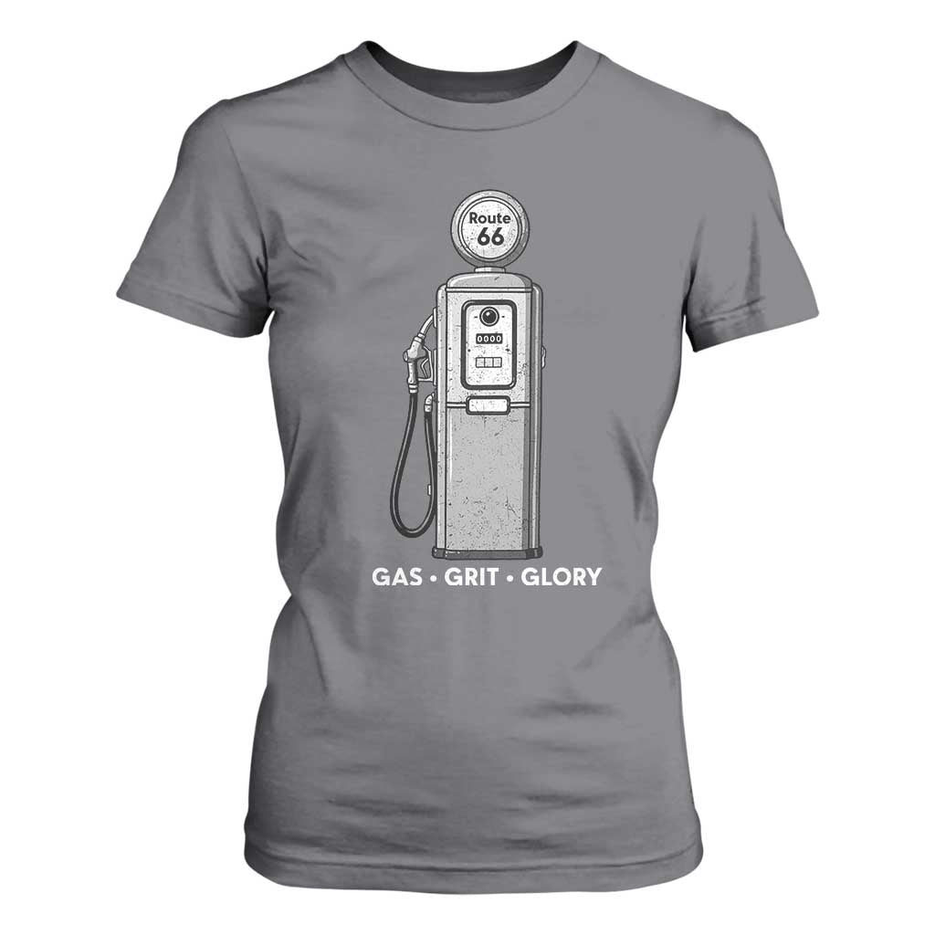 Route Highway 66 Americana Road Trip T Shirt For Women Gas Grill Glory TS12 Charcoal Print Your Wear