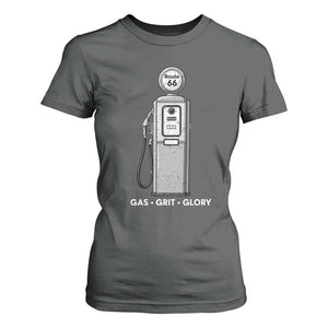 Route Highway 66 Americana Road Trip T Shirt For Women Gas Grill Glory TS12 Dark Heather Print Your Wear