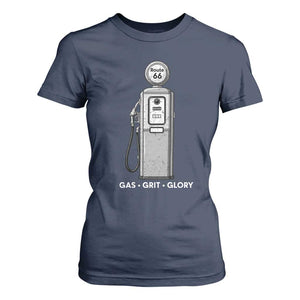 Route Highway 66 Americana Road Trip T Shirt For Women Gas Grill Glory TS12 Navy Print Your Wear