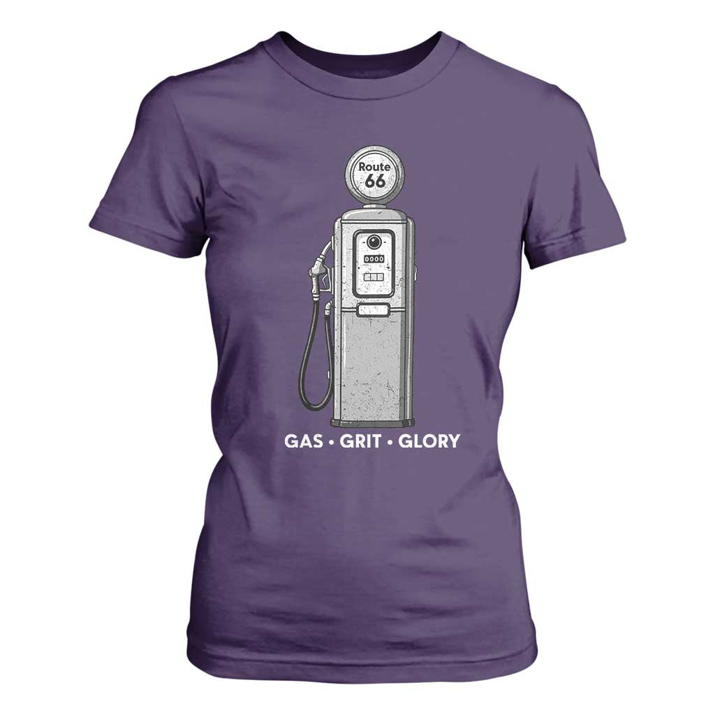 Route Highway 66 Americana Road Trip T Shirt For Women Gas Grill Glory TS12 Purple Print Your Wear