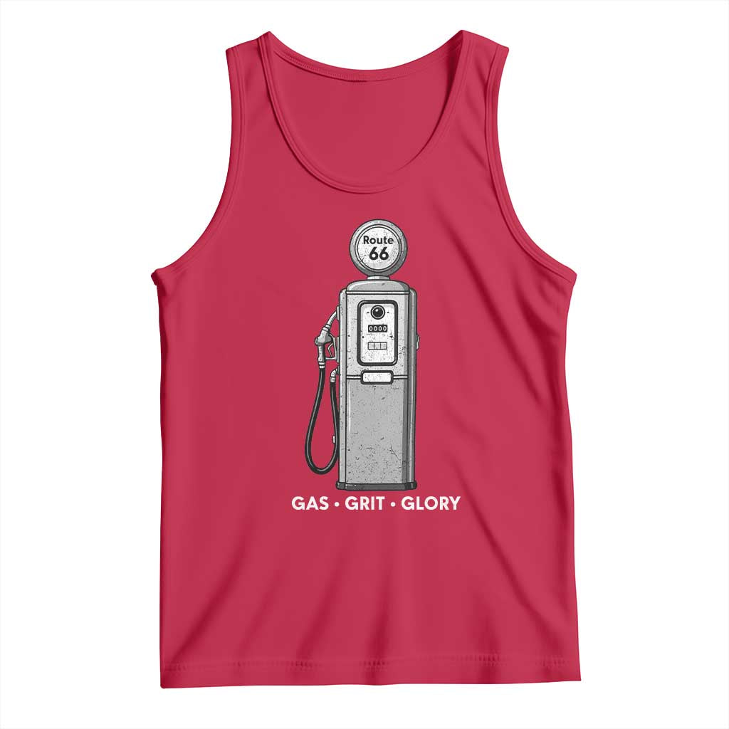 Route Highway 66 Americana Road Trip Tank Top Gas Grill Glory TS12 Red Print Your Wear