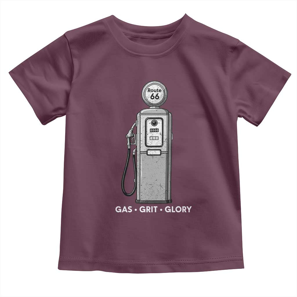Route Highway 66 Americana Road Trip Toddler T Shirt Gas Grill Glory TS12 Maroon Print Your Wear