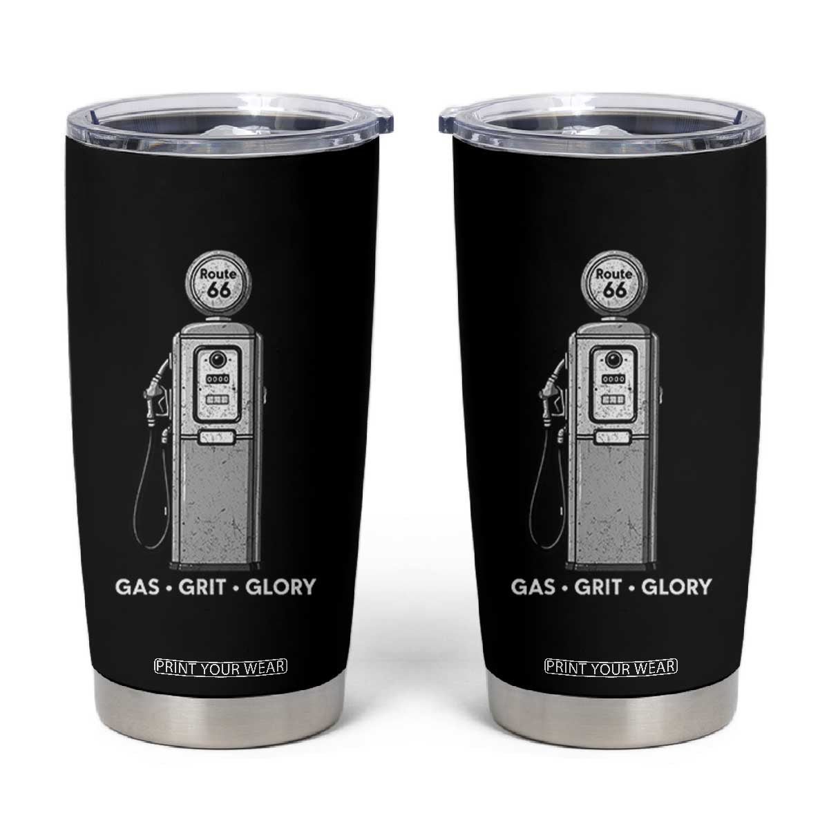 Route Highway 66 Americana Road Trip Tumbler Cup Gas Grill Glory TS12 Black Print Your Wear
